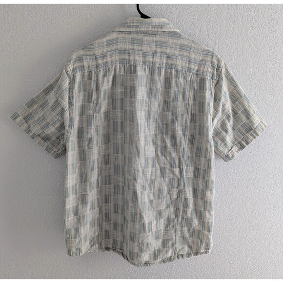 Corridor Jacquard Camp Shirt Men's Size Large Blue Stripe Short Sleeve Button Up - Picture 7 of 9